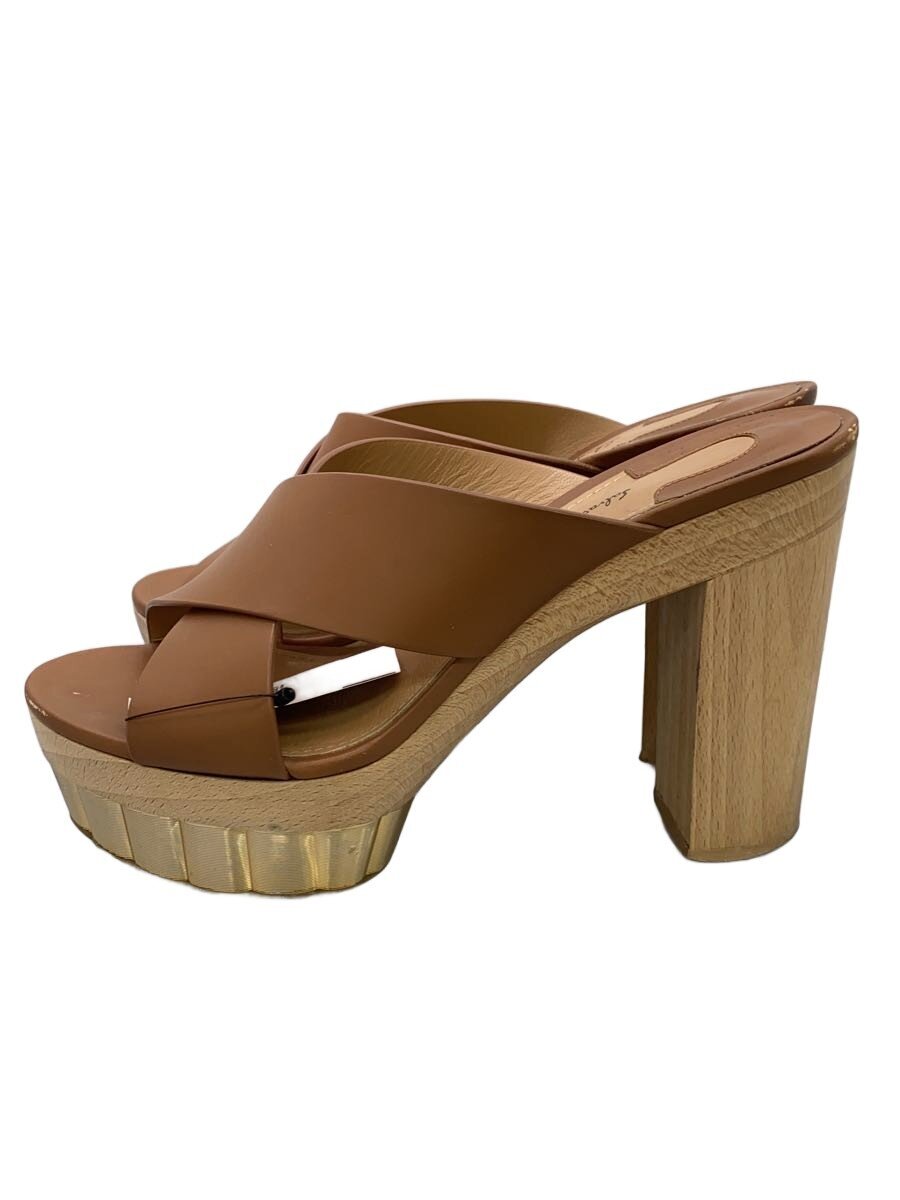 【中古】Salvatore Ferragamo◆Agira/アギラ/ウッドスライドサンダル/サンダル/UK6.5/BRW/レザー【シューズ】