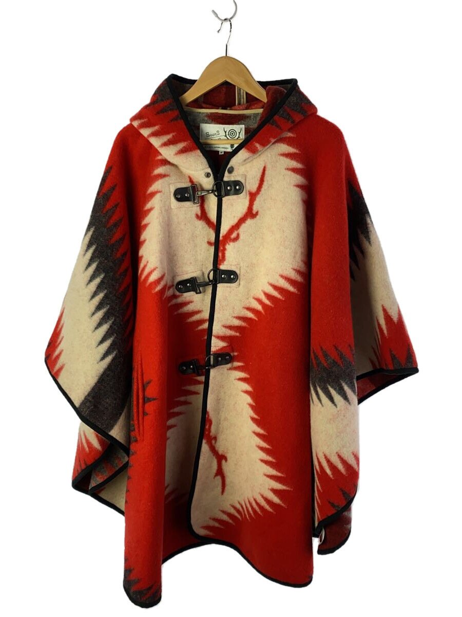 【中古】South2 West8(S2W8)◆コート/M/ウール/RED/総柄//【メンズウェア】