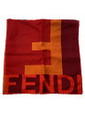 【中古】FENDI◆スカーフ/シルク/RED/総柄/レディース【服飾雑貨他】