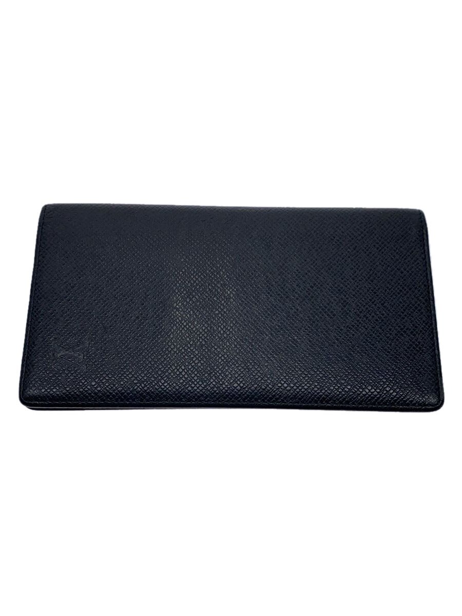 【中古】LOUIS VUITTON◆ポルト・フォイユ・ロン_タイガ_BLK/レザー/ブラック/メンズ【服飾雑貨他】