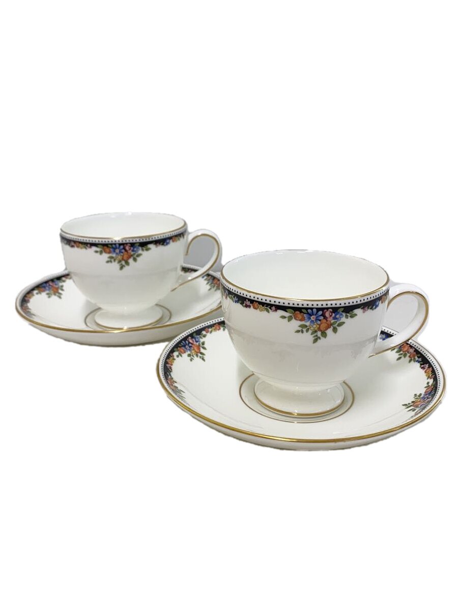 【中古】WEDGWOOD◆カップ&ソーサー/オズボーン/2客セット/ホワイト/キズ・汚れあり【キッチン用品】