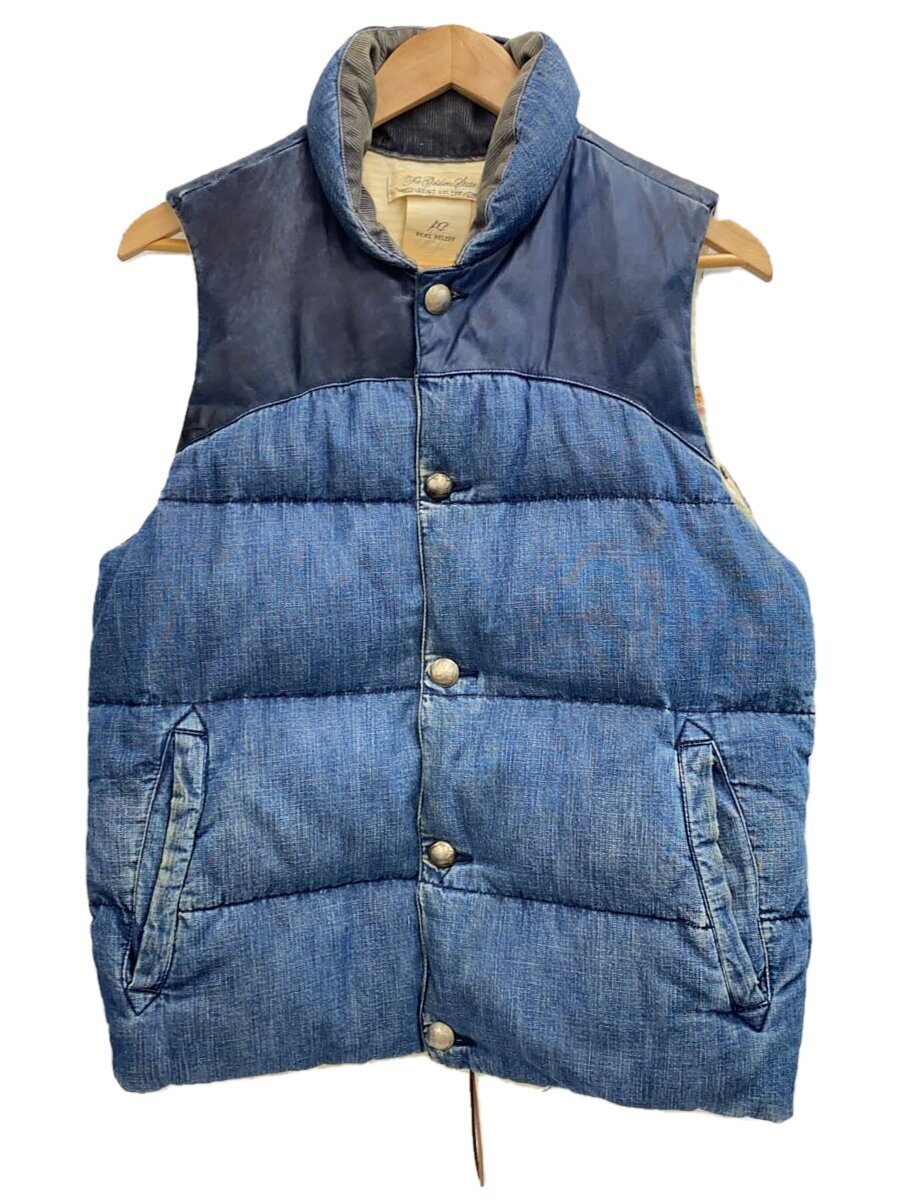 【中古】REMI RELIEF◆ダウンベスト/牛革/レザー/ヨーク/切替/M/デニム/IDG【メンズウェア】