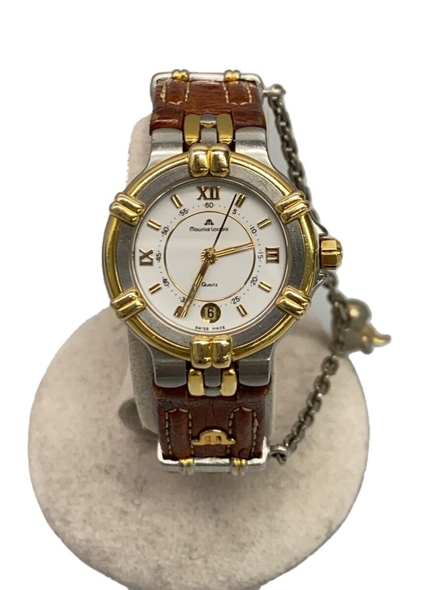 【中古】MAURICE LACROIX◆クォーツ腕時計/アナログ/レザー/BRW/SS/75344【服飾雑貨他】