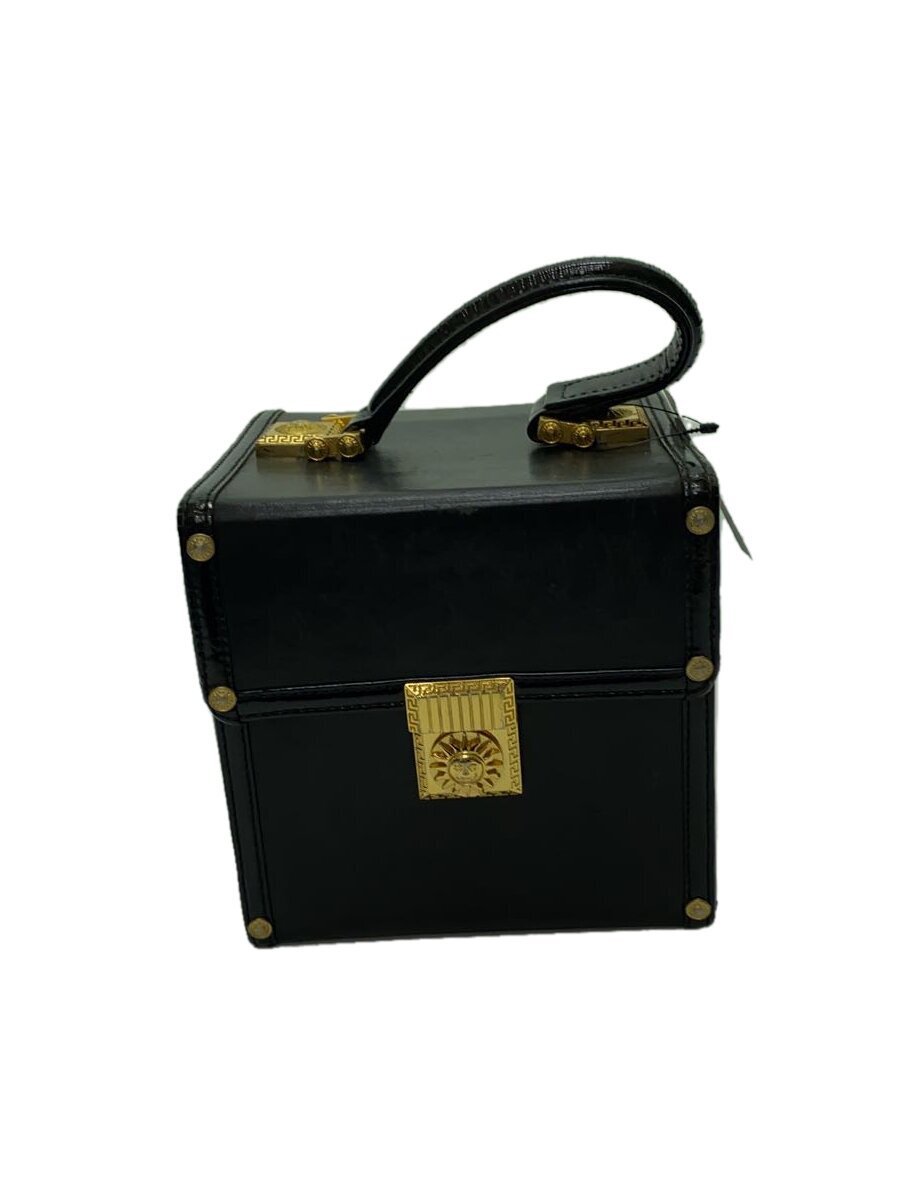 【中古】GIANNI VERSACE◆ハンドバッグ/レザー/ブラック/無地【バッグ】