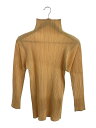 【中古】PLEATS PLEASE ISSEY MIYAKE◆長袖カットソー/3/ポリエステル/BEG/PP71-JK104【レディースウェア】