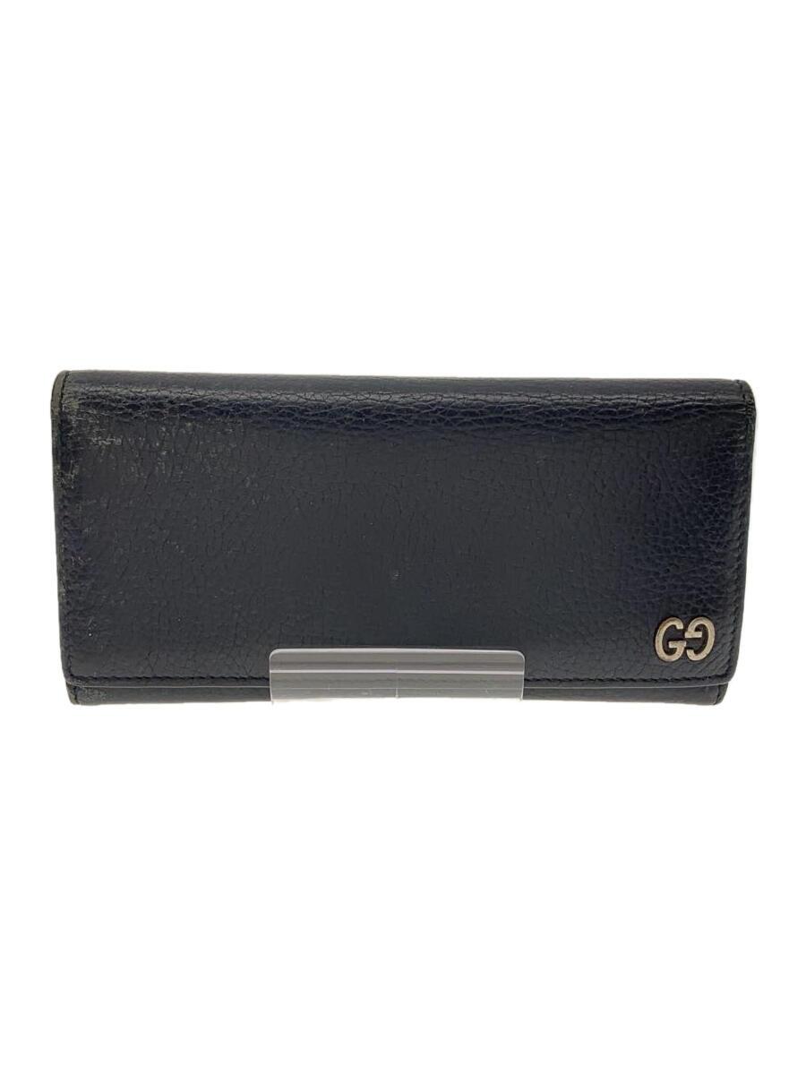 【中古】GUCCI◆長サイフ_インターロッキングG/レザー/BLK/レディース【服飾雑貨他】