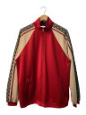 【中古】GUCCI◆ジャケット/M/ポリエステル/RED/グッチ/レッド/赤/ジャージ【メンズウェア】