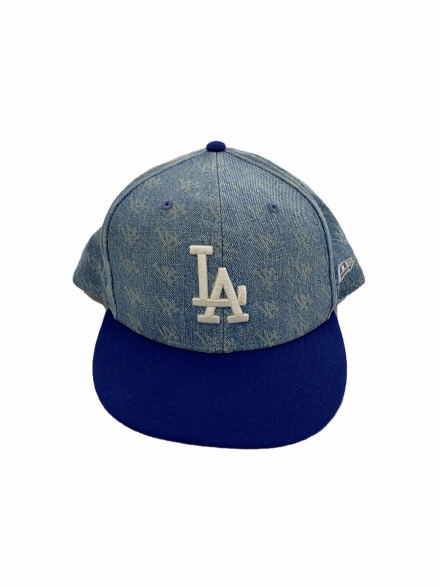 【中古】NEW ERA◆59FIFTY Denim Monogram/キャップ/7 1/2/コットン/インディゴ/モノグラム/メンズ【服飾雑貨他】