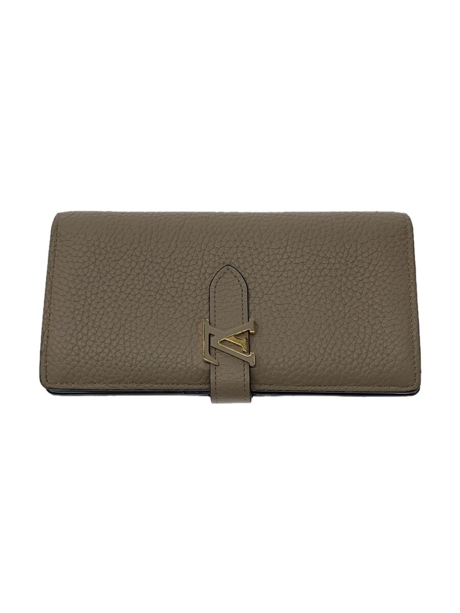 【中古】LOUIS VUITTON◆LVヴェルティカル・ウォレット_トリヨン/長財布/レ牛革/レザー/ガレ(グレージュ)【服飾雑貨他】