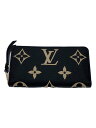 【中古】LOUIS VUITTON◆ジッピー・ウォレット_モノグラム・アンプラント_BLK/レザー/BLK/レディース【服飾雑貨他】