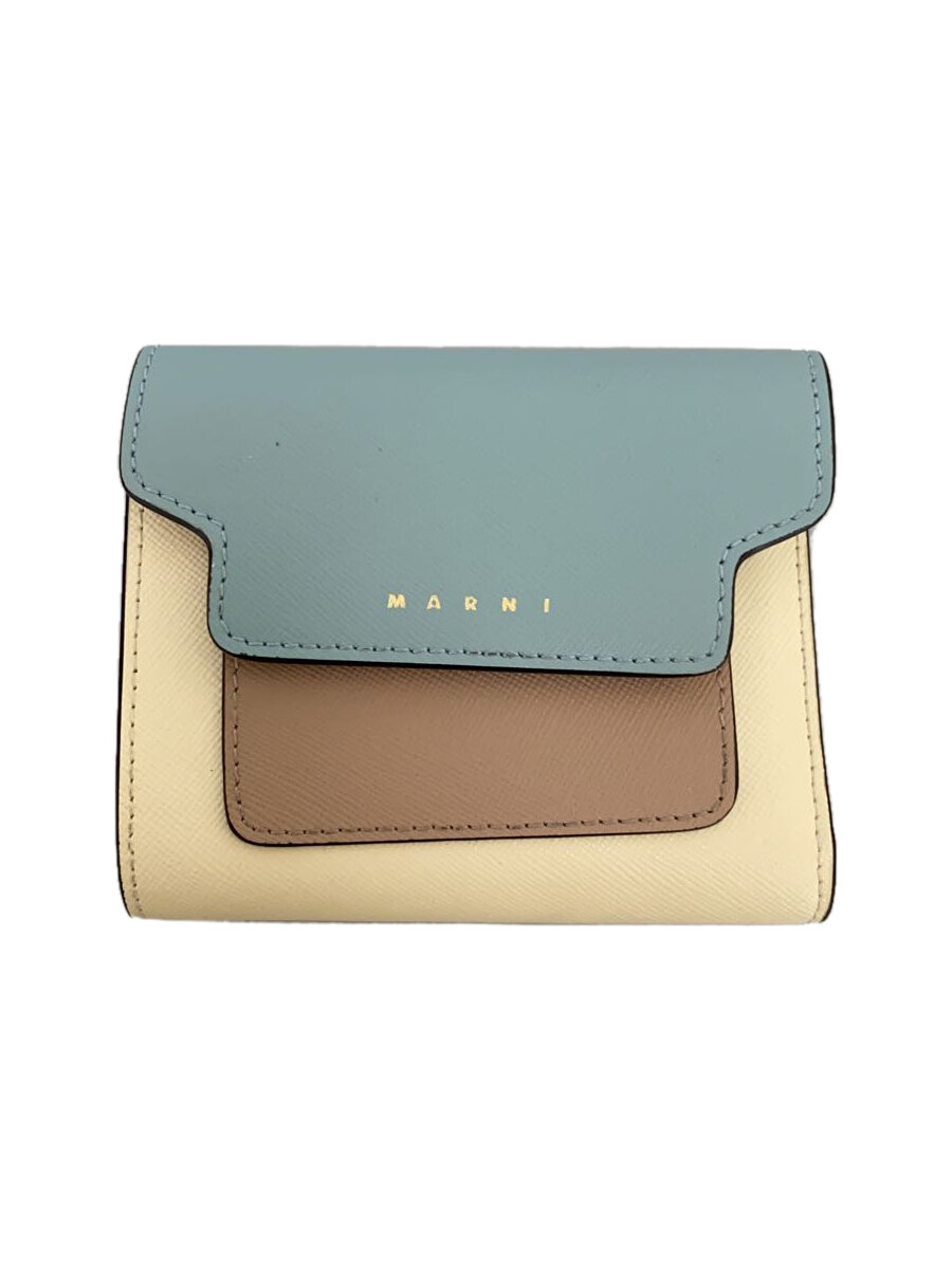 【中古】MARNI◆3つ折り財布/レザー/マルチカラー/無地/レディース【服飾雑貨他】