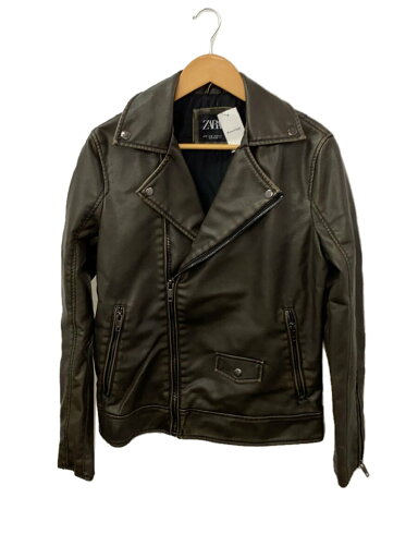 【中古】ZARA◆ダブルライダースジャケット/M/フェイクレザー/BRW/無地//【メンズウェア】 【中古】ZARA◆ダブルライダースジャケット/M/フェイクレザー/BRW/無地//【メンズウェア】