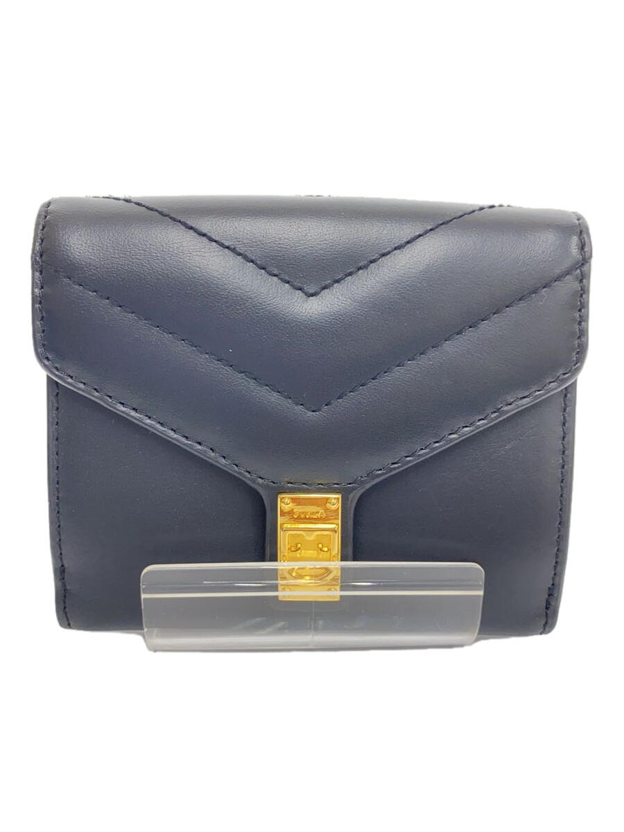 【中古】FURLA◆2つ折り財布/レザー/BLK/レディース【服飾雑貨他】