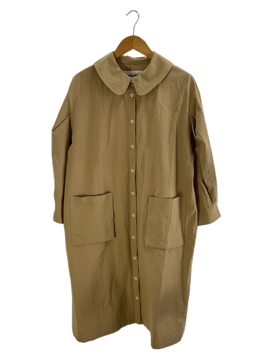 【中古】PERSON’S◆シャツワンピース/L/コットン/BEG/無地【レディースウェア】