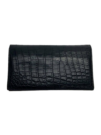 【中古】BOTTEGA VENETA◆クロコ型押し/長財布/レザー/BLK/メンズ//【服飾雑貨他】 【中古】BOTTEGA VENETA◆クロコ型押し/長財布/レザー/BLK/メンズ//【服飾雑貨他】
