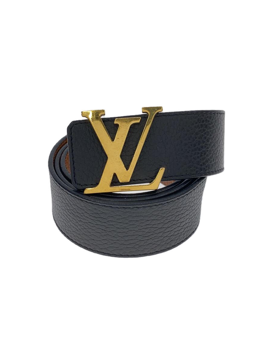 LOUIS VUITTON◆サンチュール・LVイニシャル40MM_BLK/レザー/BLK/無地/メンズ