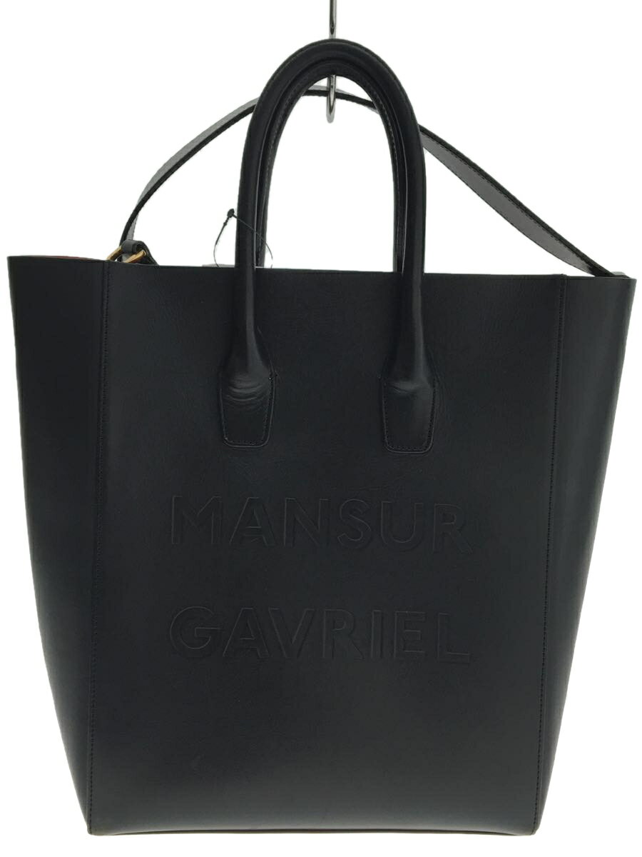 【中古】Mansur Gavriel◆トートバッグ/レザー/BLK/2WAYショルダー/角スレ有【バッグ】