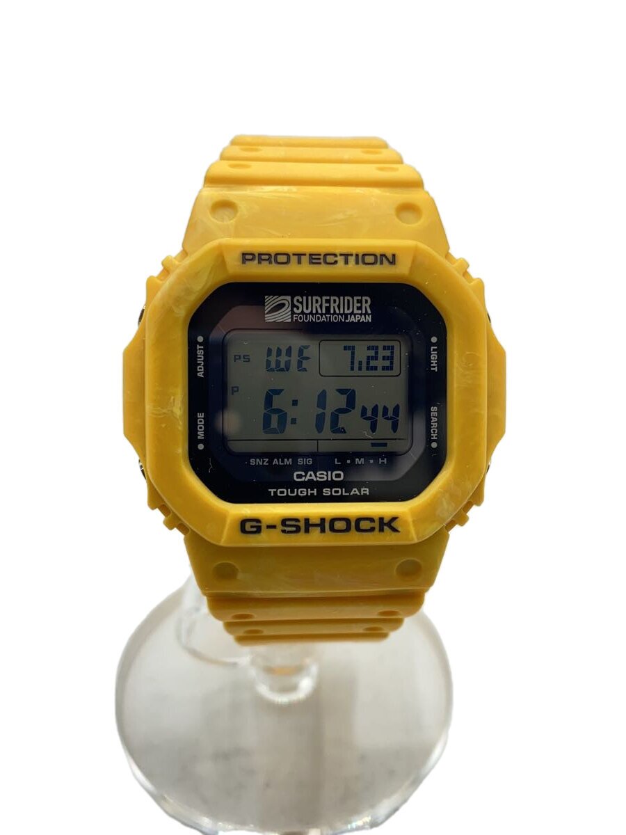 【中古】CASIO◆ソーラー腕時計/アナログ/ラバー/YLW/SS/G-5600SFJ【服飾雑貨他】