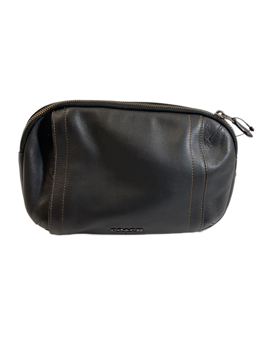 【中古】COACH◆ウエストバッグ/レザー/BLK/無地/f37594【バッグ】