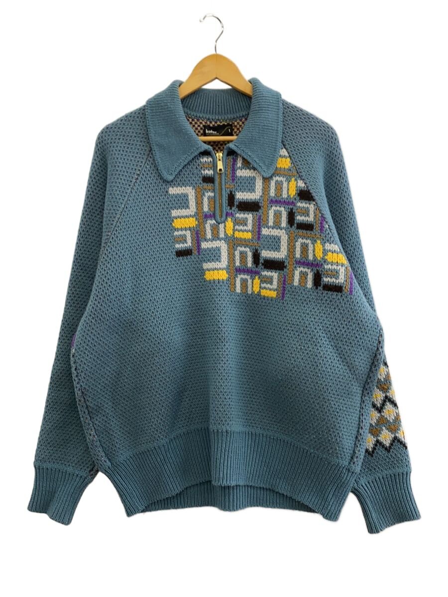 【中古】kolor◆23AW/ジャガード柄ジップニット/1/ウール/BLU/23WCM-N08304//【メンズウェア】