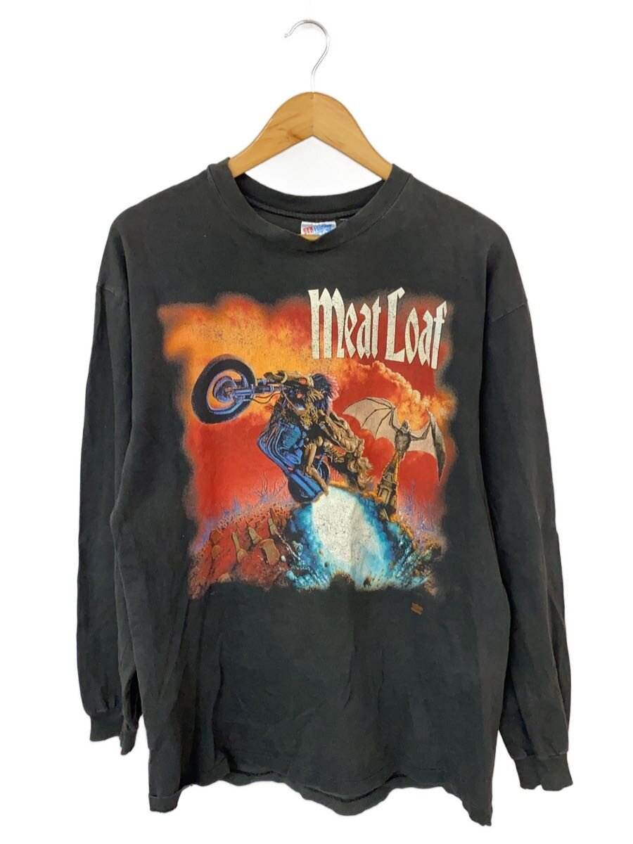 Hanes◆90s/Meat Loaf/BAT OUT OF HELL/両面/L/コットン/BLK