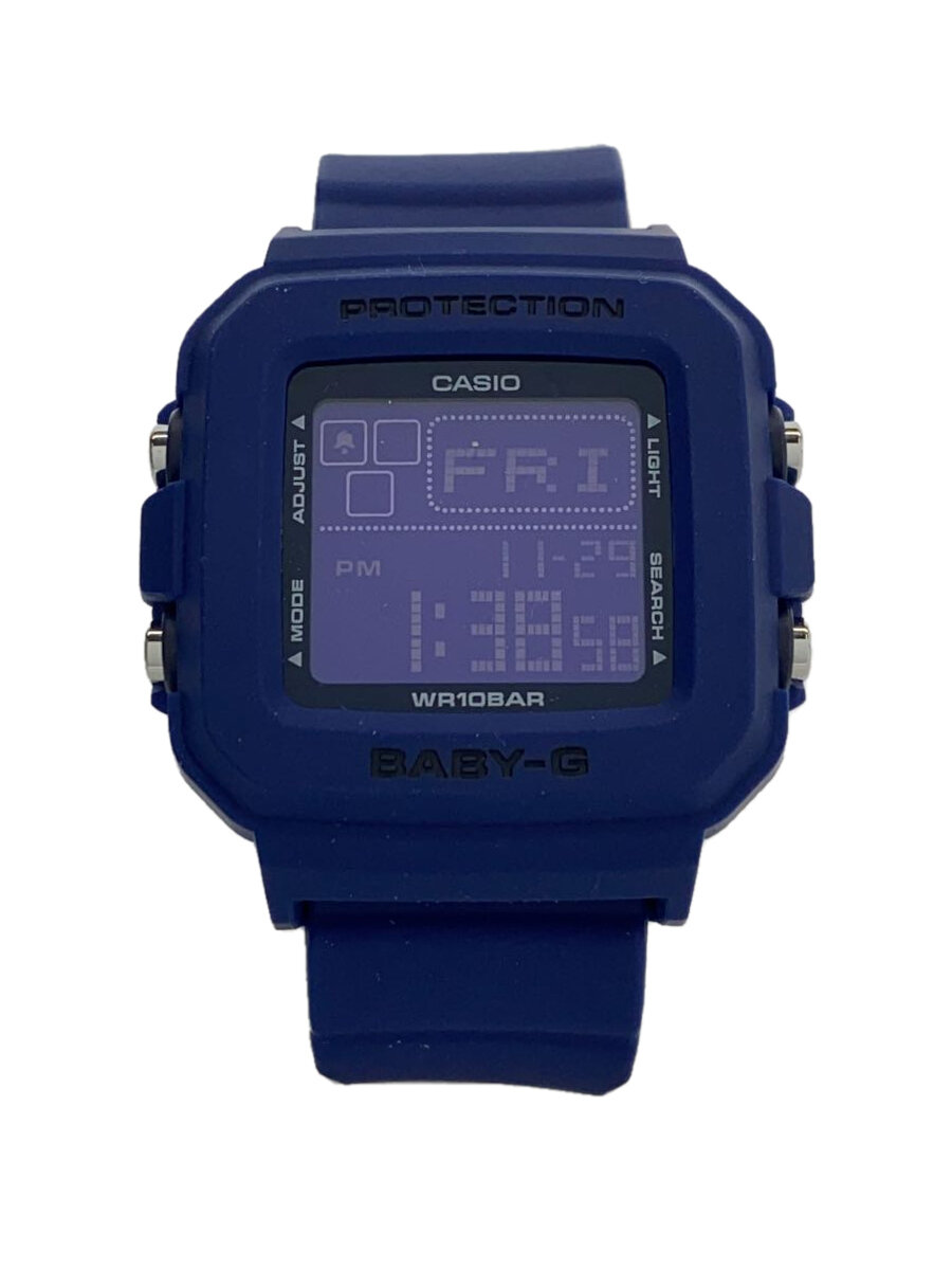 【中古】CASIO◆クォーツ腕時計_BABY-G/デジタル/ラバー/PUP/NVY【服飾雑貨他】
