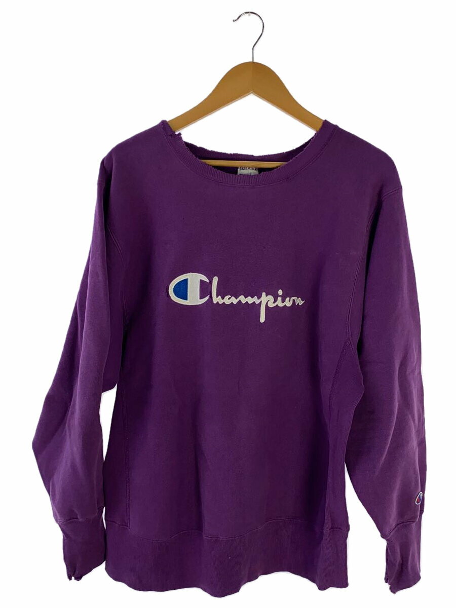【中古】Champion◆90s/スウェット/L/コットン/パープル/無地//【メンズウェア】