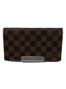 【中古】LOUIS VUITTON◆ポルト・フォイユ・コロンブス_ダミエ・エベヌ_BRW/PVC/BRW/メンズ【服飾雑貨他】