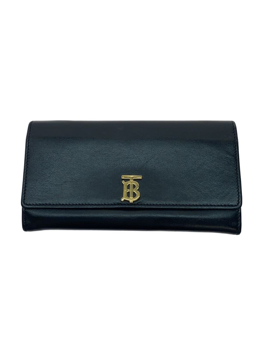 【中古】BURBERRY◆長財布/レザー/BLK/無地/レディース/8014928【服飾雑貨他】