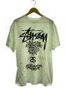 【中古】STUSSY◆×PUSHEAD/WORLD TOUR TEE/Tシャツ/L/コットン/WHT【メンズウェア】