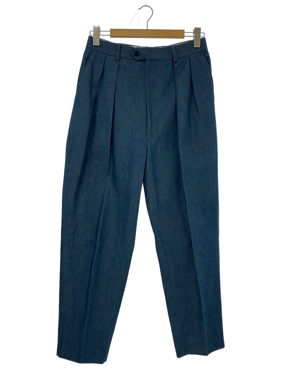 INTERIM◆DENIM BAGGY SLACKS/ストレートパンツ/3/コットン/IDG/無地