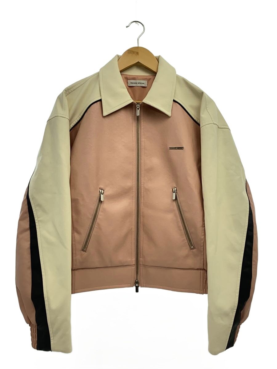 【中古】MAISON SPECIAL◆Bicolor Vegan Leather Blouson/FREE/フェイクレザー/ピンク/2124121530【レディースウェア】