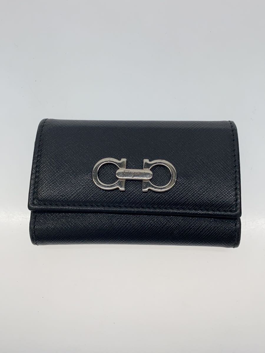 【中古】Salvatore Ferragamo◆キーケース/PVC/BLK/無地/メンズ/22-B853//【服飾雑貨他】
