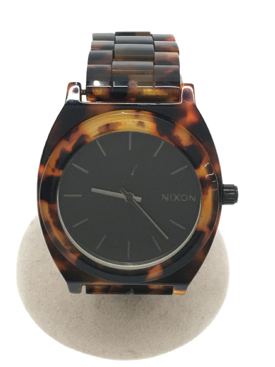 【中古】NIXON◆THE TIME TELLER ACETATE/クォーツ腕時計/アナログ/ブラック/黒/ブラウン/茶【服飾雑貨他】