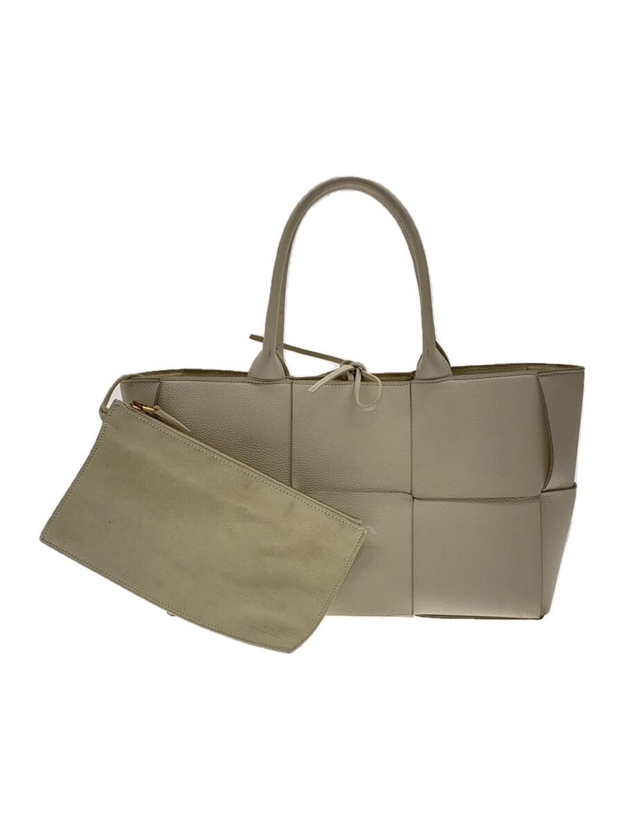 【中古】BOTTEGA VENETA◆アルコトート/トートバッグ/レザー/WHT/無地/652867VCP118425/ホワイト【バッグ】