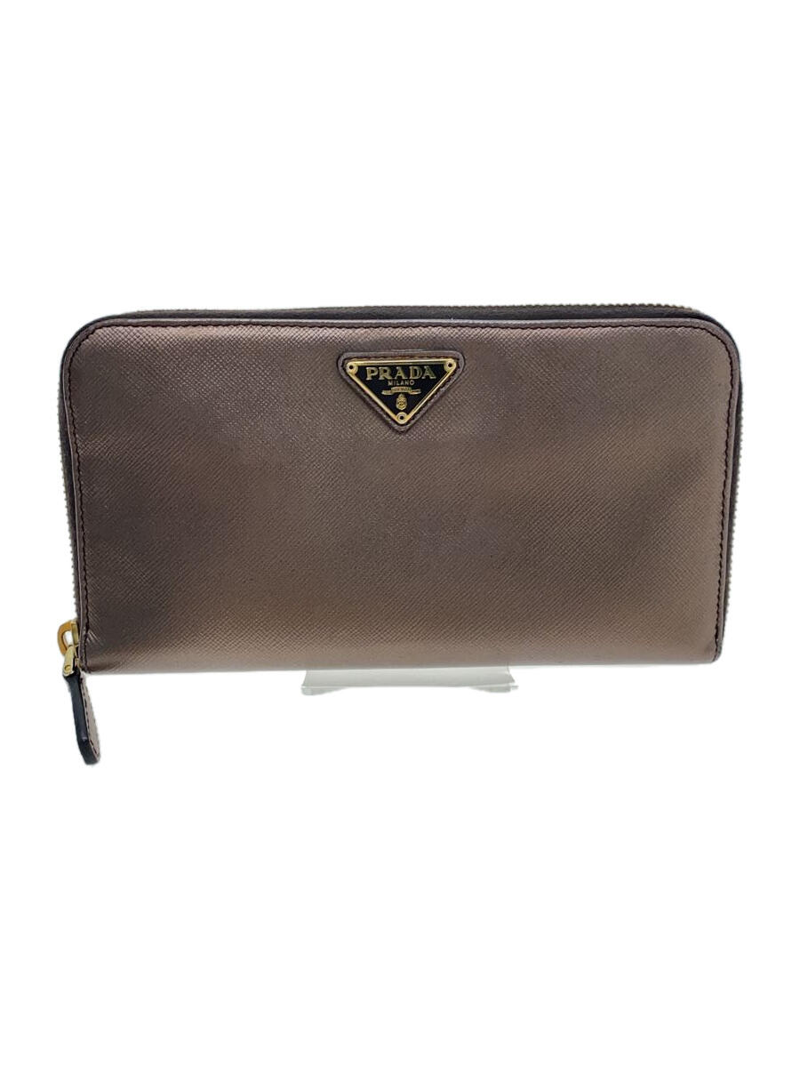 【中古】PRADA◆長財布/レザー/BEG/レディース【服飾雑貨他】