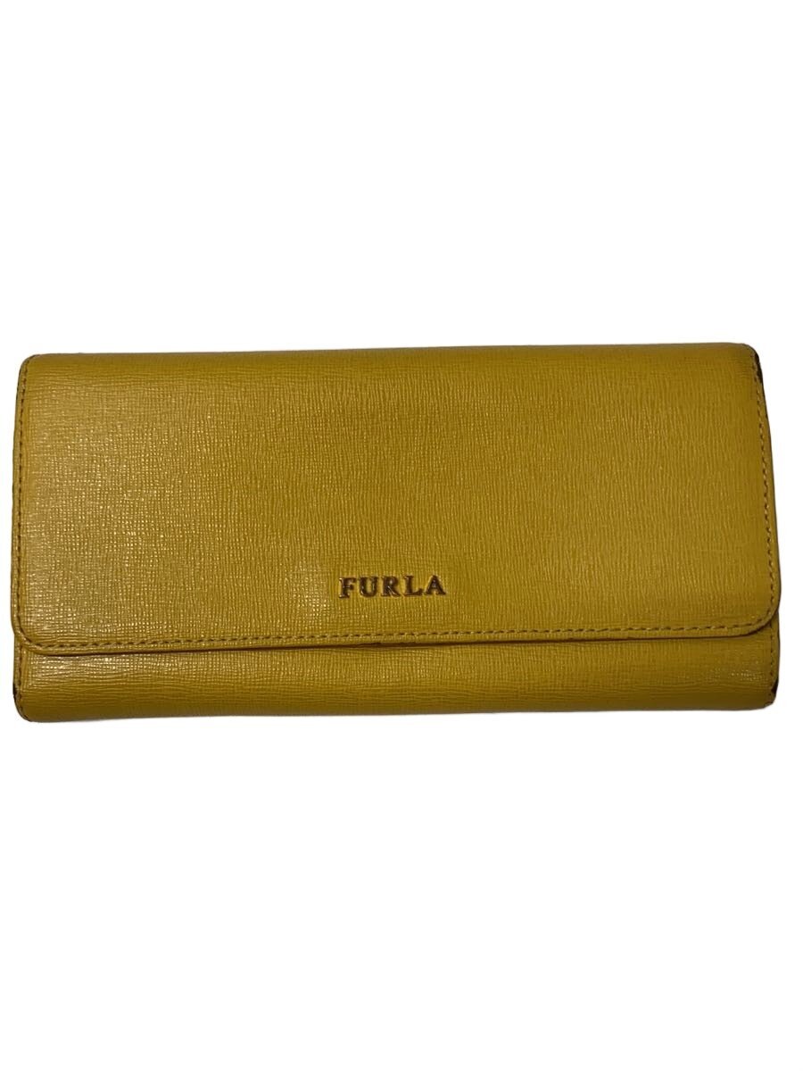 【中古】FURLA◆長財布/レザー/YLW/レ�