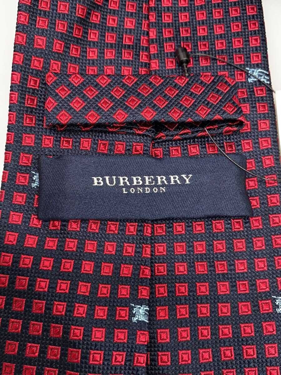 【中古】BURBERRY LONDON◆ネクタイ/シルク/RED/チェック/メンズ【服飾雑貨他】