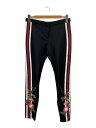【中古】GUCCI◆シェリーラインフラワートラックパンツ/M/BLK/【レディースウェア】