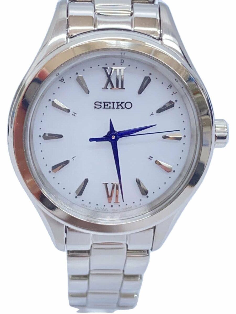 【中古】SEIKO◆ソーラー腕時計/アナログ/--/WHT/SLV/1B21-0AS0【服飾雑貨他】