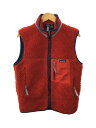 【中古】patagonia◆フリースベスト/ボア/US14/ポリエステル/RED/レトロ/Made in USA【キッズ】