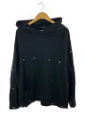 【中古】ALMOSTBLACK◆ボタンアジャスト プルオーバーパーカー/パーカー/2/コットン/BLK/AMB-CS01【メンズウェア】