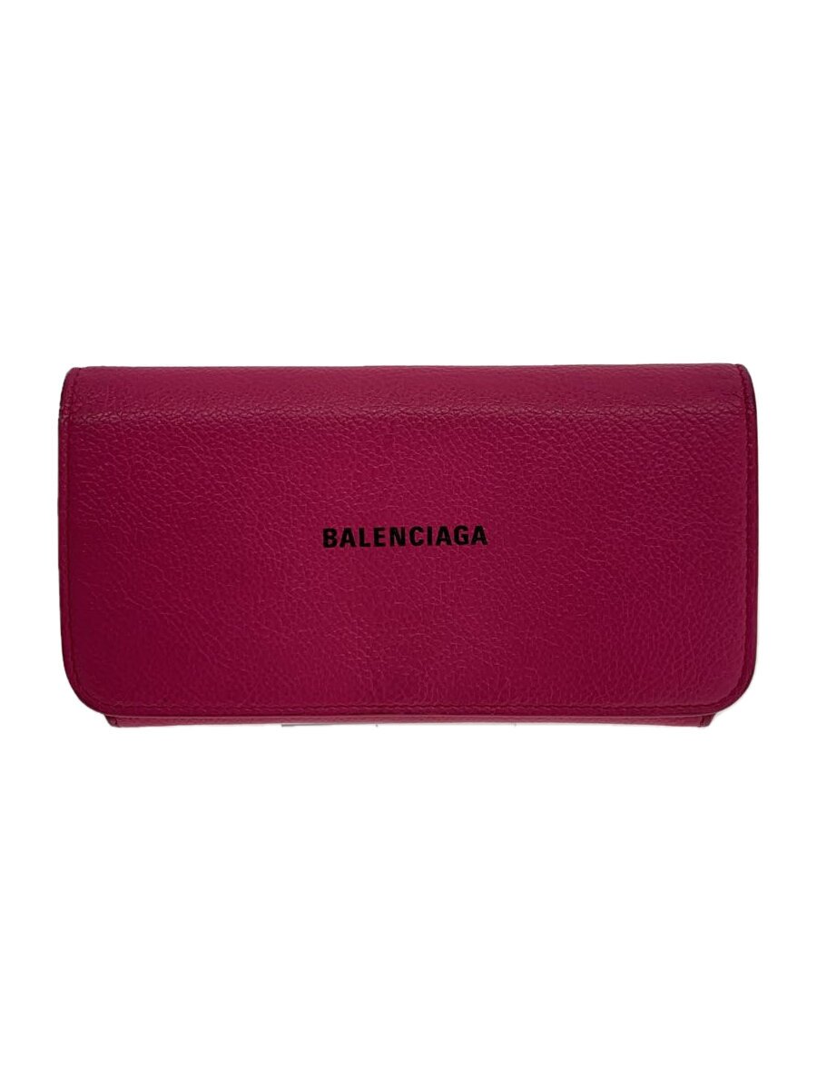 【中古】BALENCIAGA◆長財布/レザー/PNK/レディース/594289・5660・V・5322/汚れ有【服飾雑貨他】