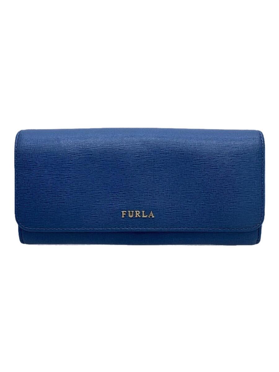 【中古】FURLA◆長財布/レザー/ブル�