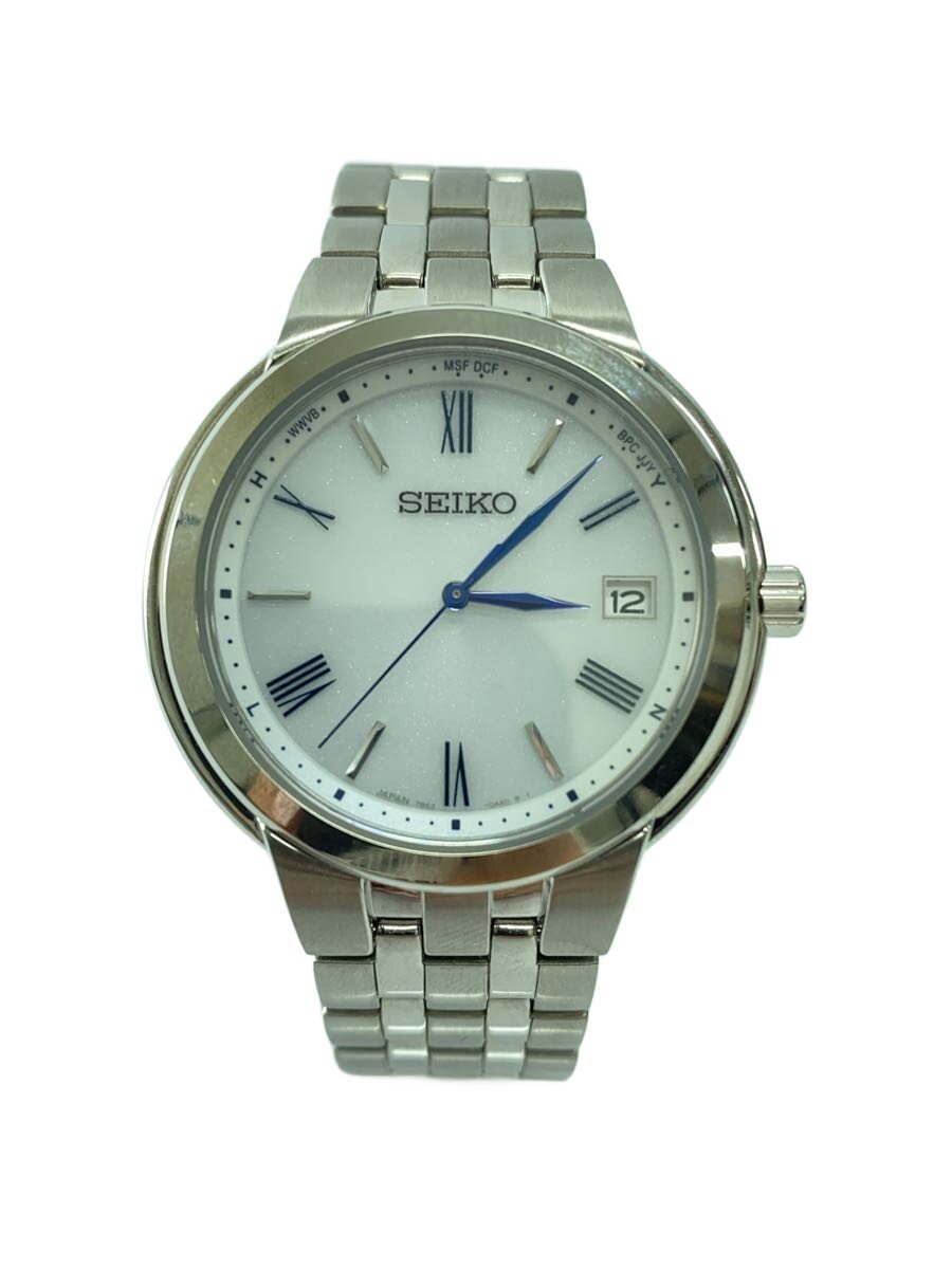 【中古】SEIKO◆ソーラー腕時計/アナログ/WHT/SLV/7B62-0AA0//【服飾雑貨他】
