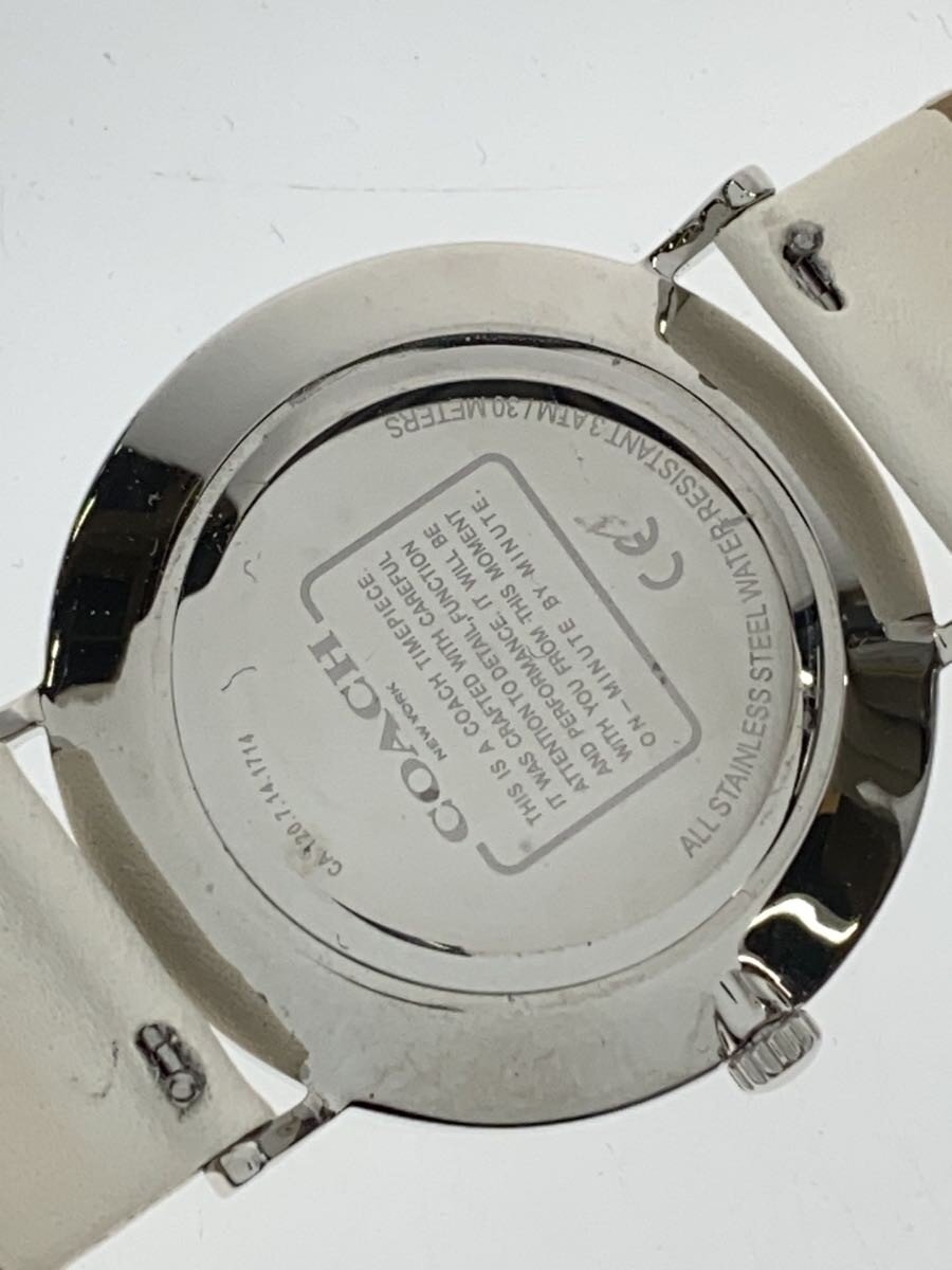 【中古】COACH◆クォーツ腕時計/アナログ/レザー/SLV/WHT/SS【服飾雑貨他】 3