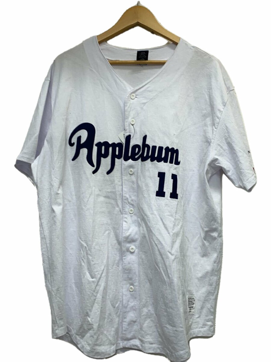 【中古】APPLEBUM◆ベースボール/半袖シャツ/XL/コットン/WHT/無地【メンズウェア】