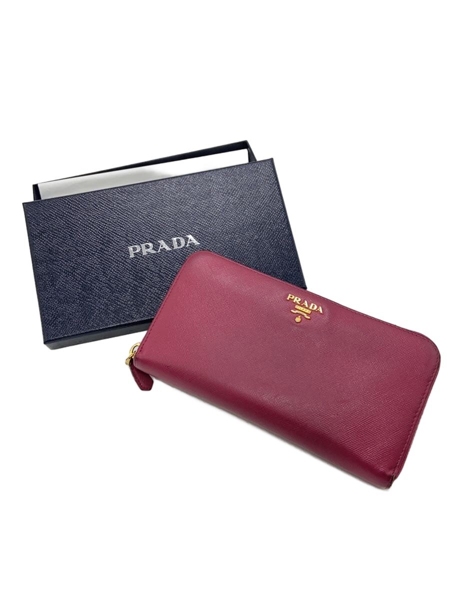 【中古】PRADA◆長サイフ/牛革/PNK/無地/レディース【服飾雑貨他】