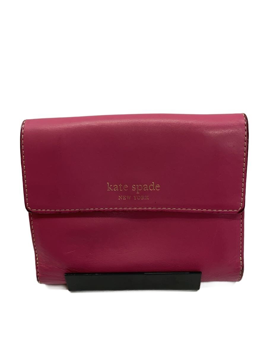 【中古】kate spade new york◆2つ折り財布/--/PNK/無地/レディース【服飾雑貨他】