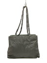 【中古】PRADA◆トートバッグ/ナイロン/GRY/無地/プラスチックチェーン【バッグ】